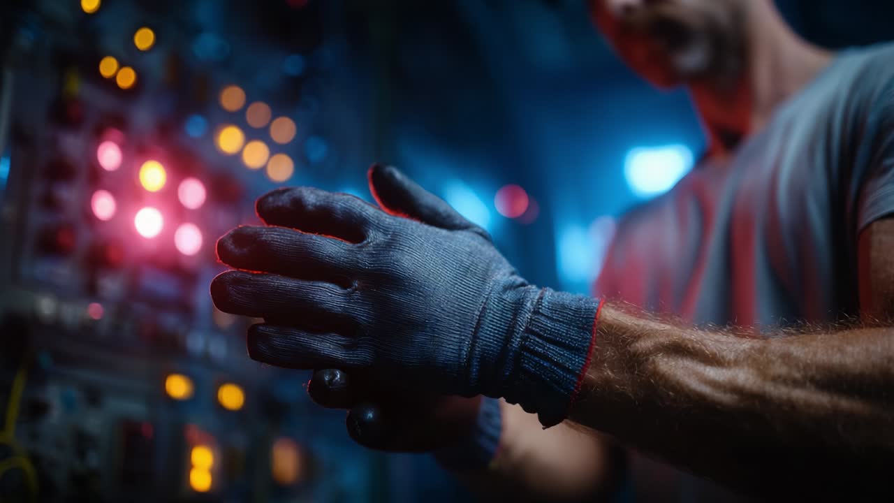 Focused on Precision: A Skilled Technician Adjusts Equipment in a High-Tech Environment, Preparing for Tasks with Care, Highlighting the Importance of Safety and Attention to Detail in Advanced Systems Operations