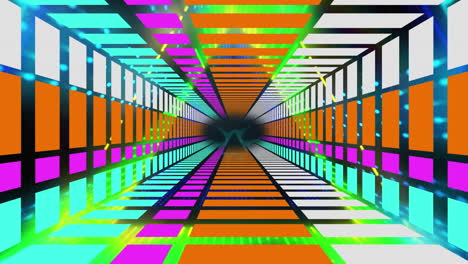 animation of glowing moving kaleidoscopic shapes and tunnel over black background