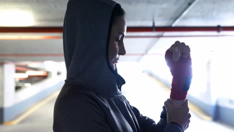 Woman-with-red-band-on-her-hand-4k