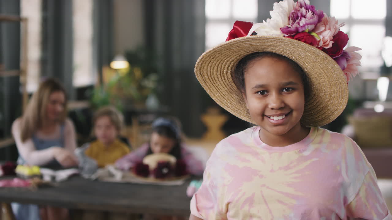 Portrait of Girl Smiling in Easter Workshop