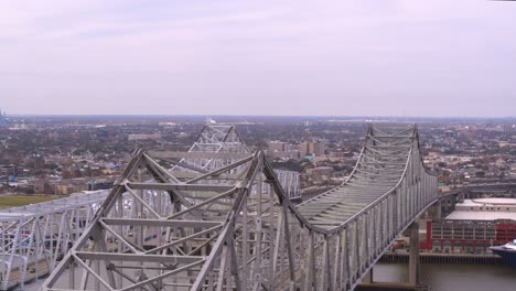 drone shot revealing the mississippi river from the hue p