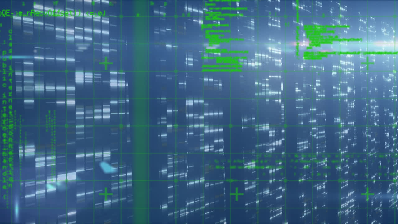 animación del procesamiento de datos en fondo marino con luces