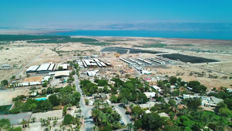 drone shot of a kibbutz near the dead sea israel