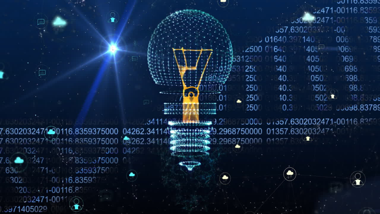 전구, dna 스트랜드 및 데이터 처리의 애니메이션