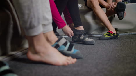 boys and girl wearing climbing boots