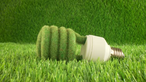 eco light bulb in green grass. eco concept background