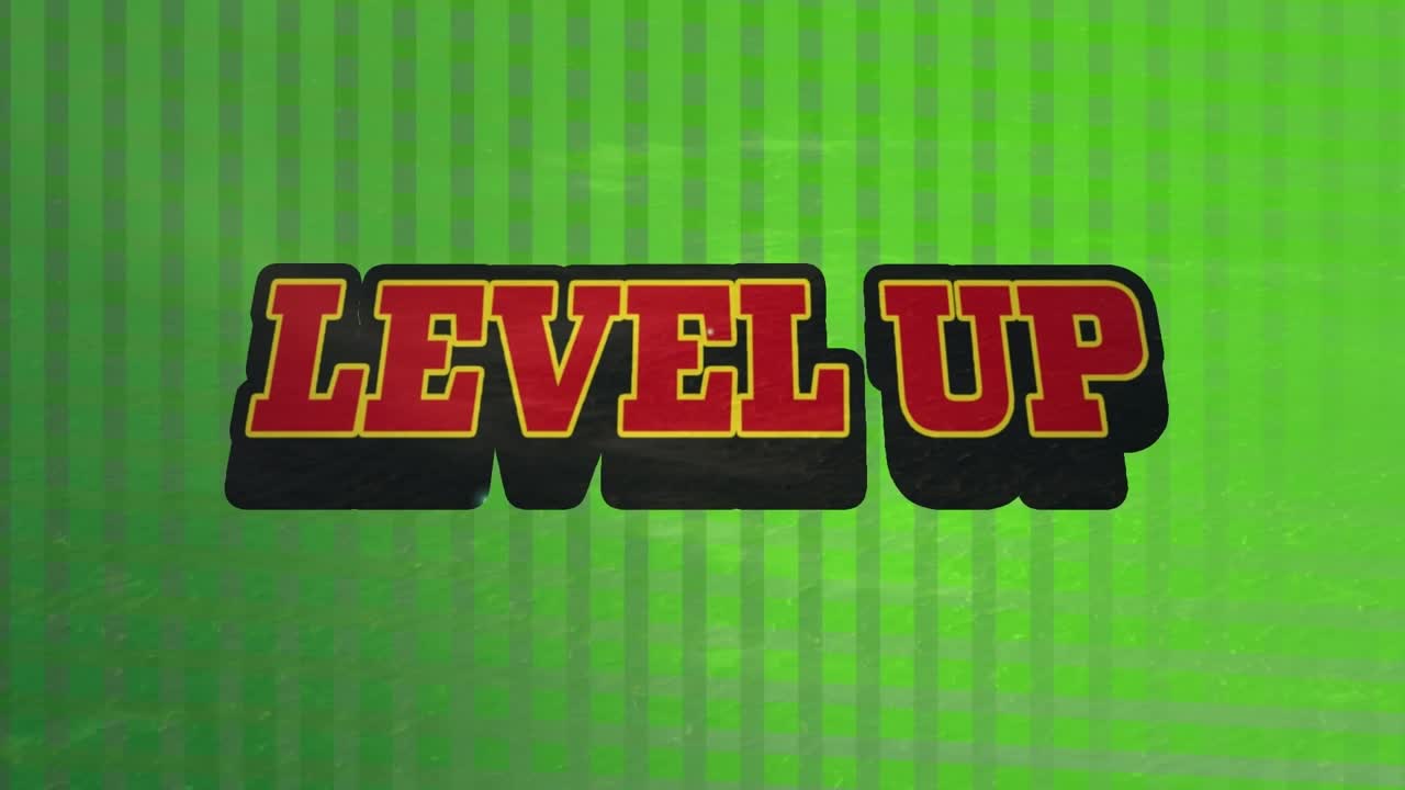 Animation of level up text over shapes