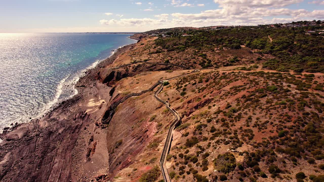 Aerial view of seascape along the vast beach on the South Coast during summer