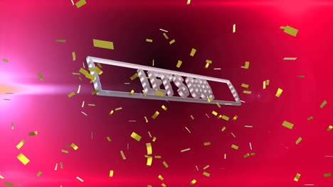 animation of confetti over let's go text on red background