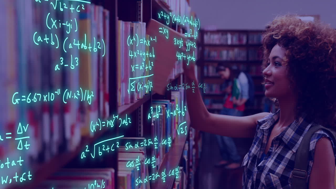 Animation of data processing over biracial female student