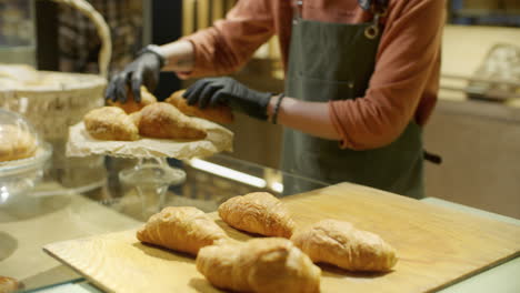 Bakery Display and Croissant Preparation
