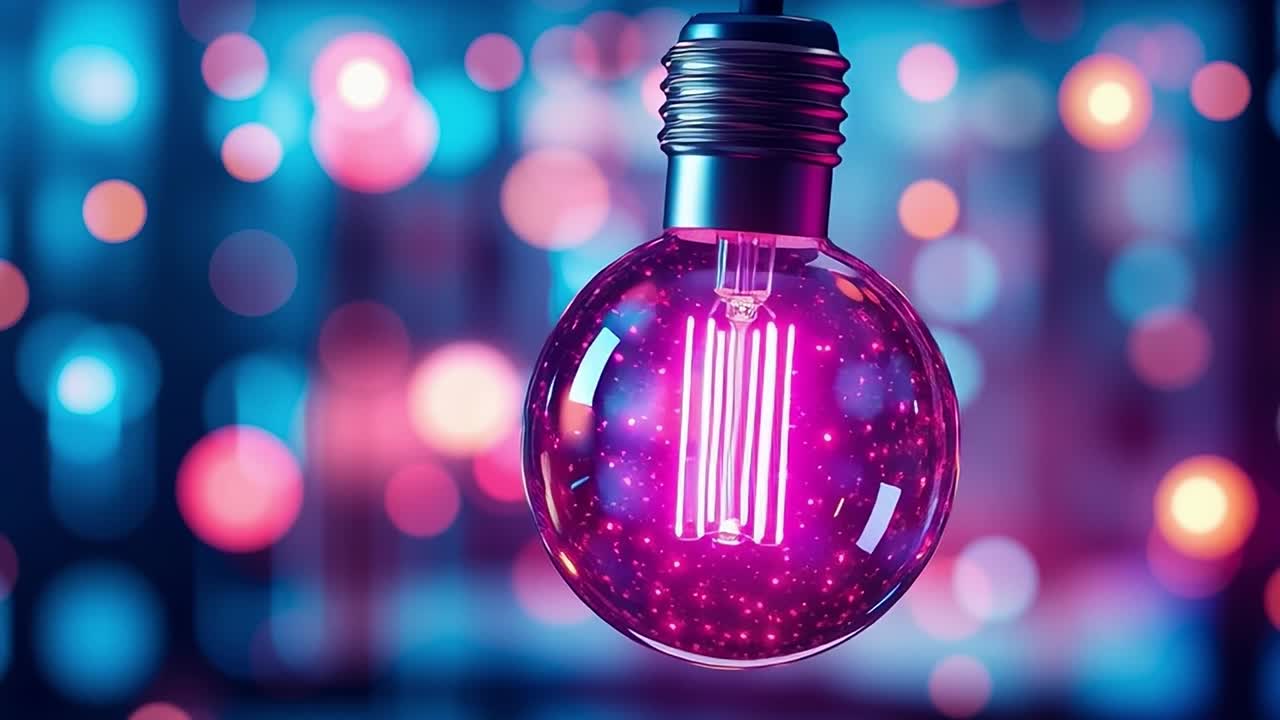 Glowing Neon Bulb with Bokeh