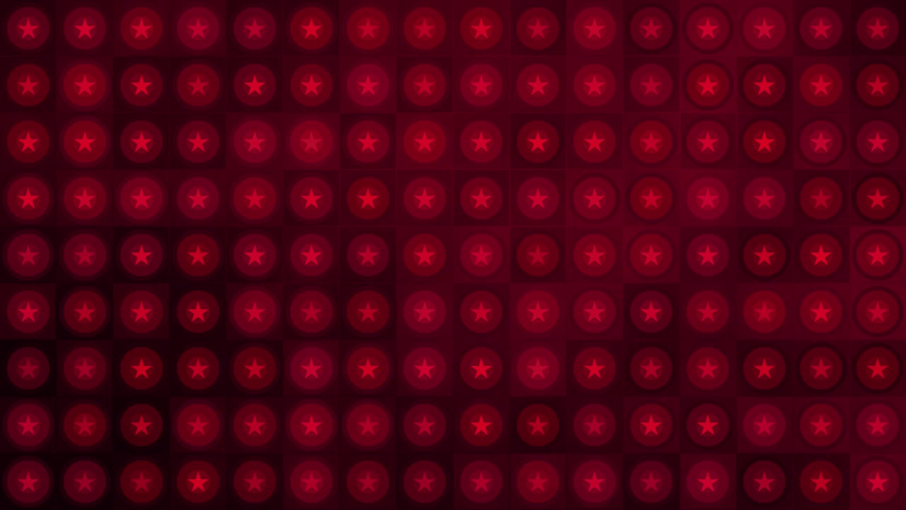 Red stars grid pulsating and glowing, dark background, geometric abstract pattern background