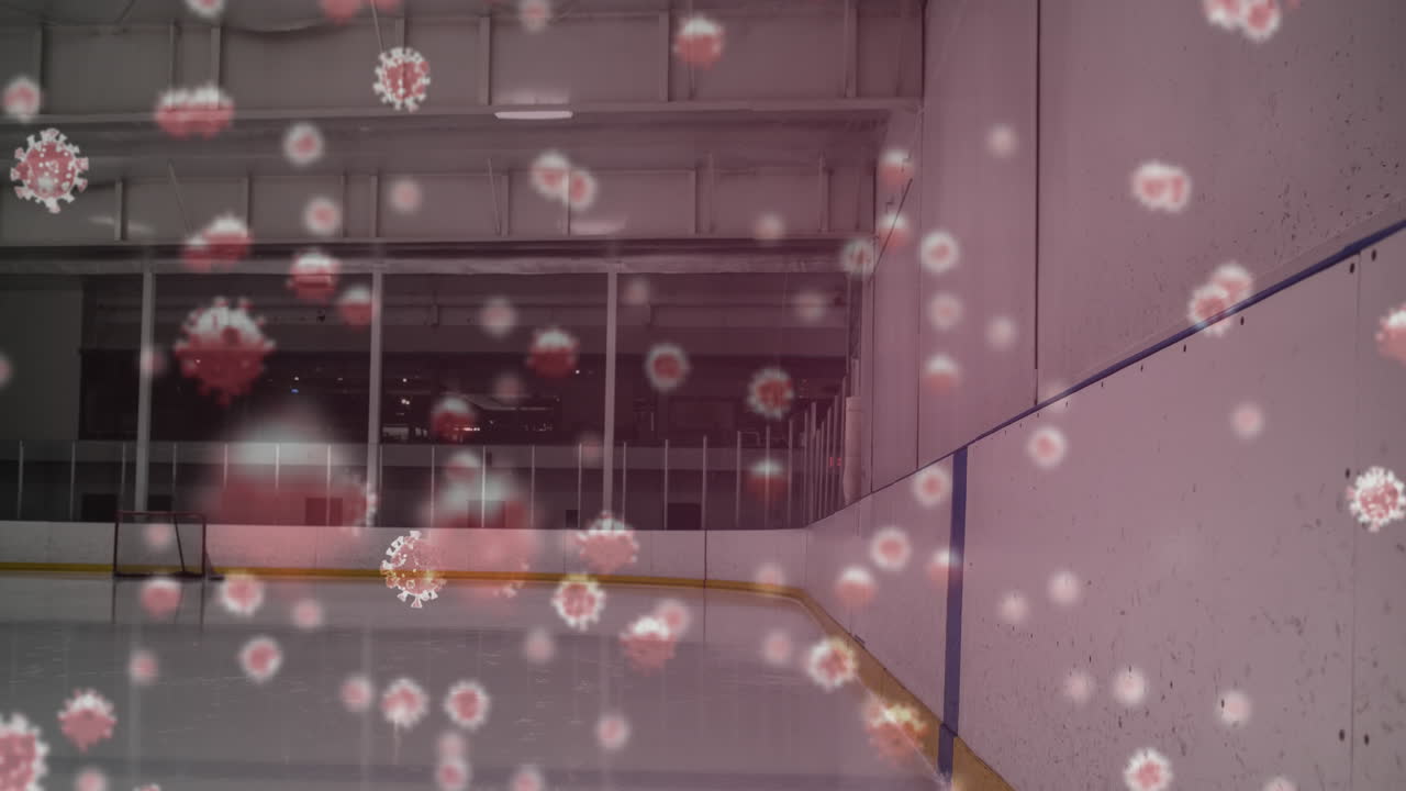 빈 아이스 하키 필드에 대한 코로나19 세포