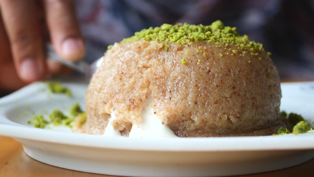 Eating Turkish Dessert with a Spoon