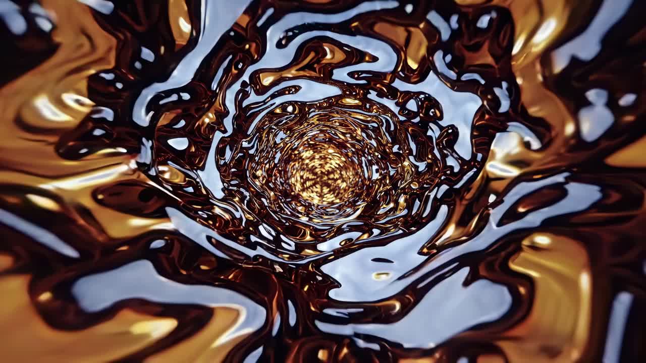 Motivo a spirale in metallo liquido dorato