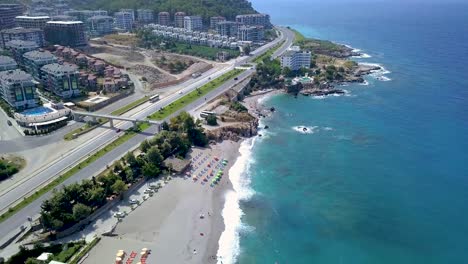 coastal resort town aerial view