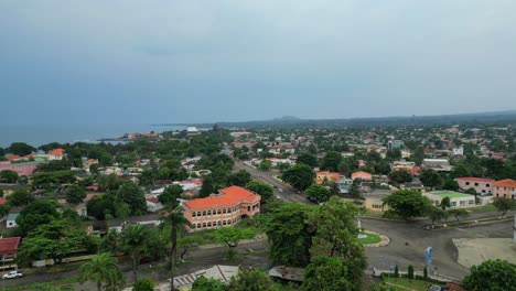 Aerial view from the national park and the city of São Tomé e Principe,Africa