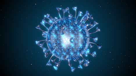 alerta de corona covid-19 sos. bacteria pandémica patógeno riesgo médico para la salud, inmunología, virología, concepto de epidemiología. célula de virus del microscopio. animación en bucle de renderización 3d.
