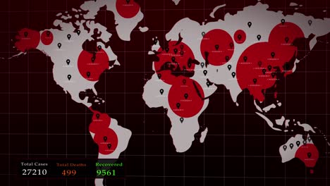 world map of corona virus coivd-19 infection and cases display