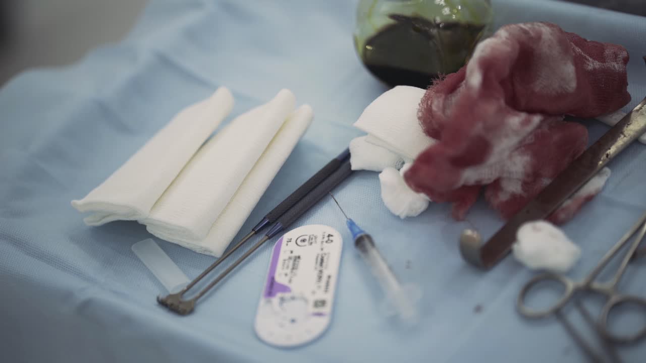 suministros quirúrgicos en una bandeja