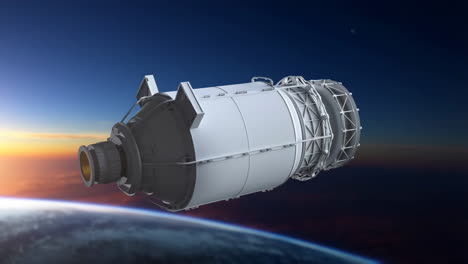 propulsion module in earth orbit at sunrise