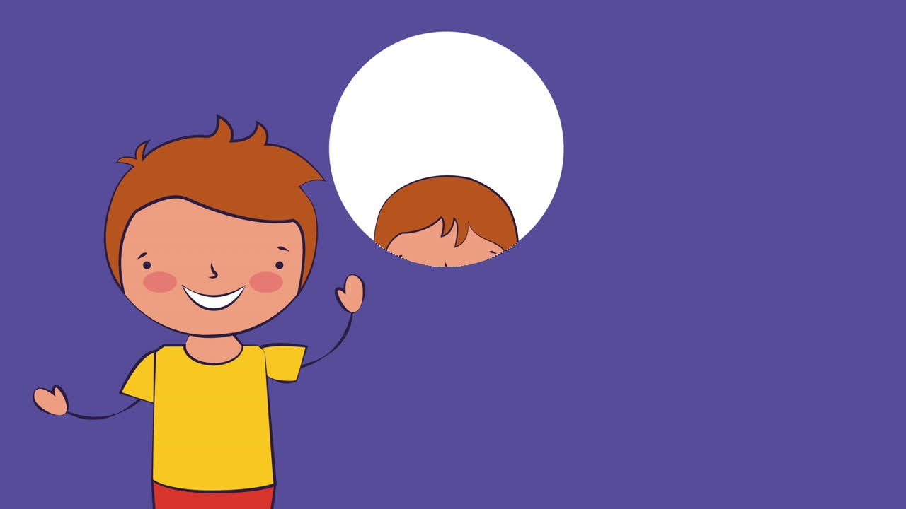 los personajes de los niños estudiantes, de vuelta a la escuela.