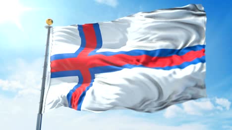 faroe islands flag seamless looping 3d rendering video. beautiful textile cloth fabric loop waving