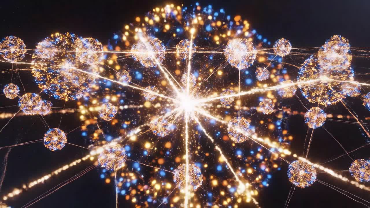 Abstract Network of Glowing Nodes and Connections