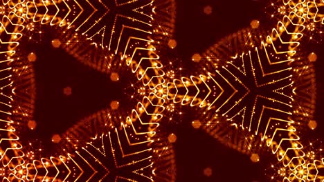 abstracción del micro-mundo de la nanotecnología. fondo 3d de ciencia ficción en bucle de 4k con partículas de oro brillantes forman líneas, superficies, patrones, estructuras caleidoscópicas simétricas complejas. 17