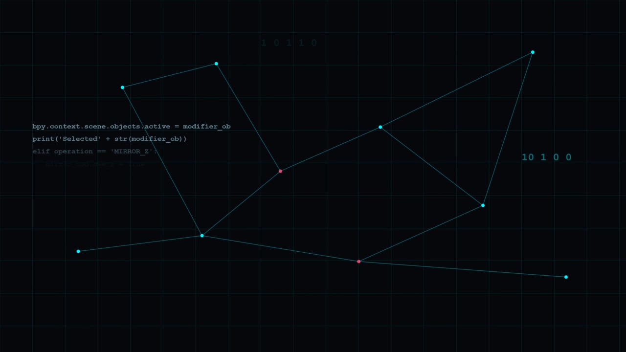 Abstract Digital Network Visualization with Python Code Overlay