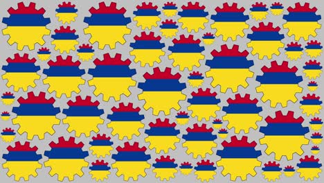 colombian flag gears spinning background