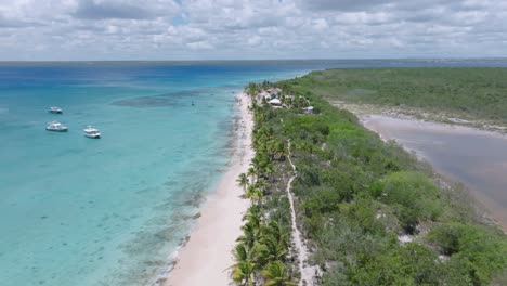 Luftüberführung-Der-Insel-Catalina-Mit-Kristallklarem-Wasser-Des-Karibischen-Meeres-An-Sonnigen-Tagen