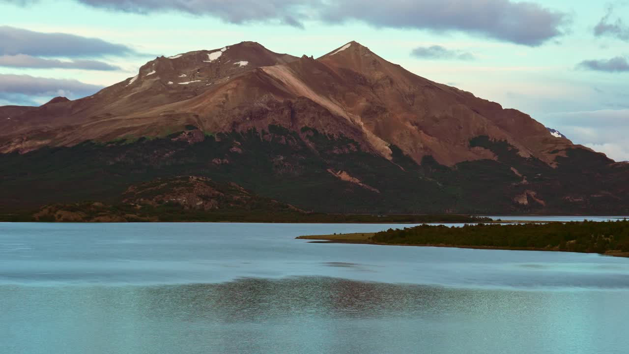 Still Shot of Lago Burmeister and Mountain Backdrop in Remote Patagonia. Perito Moreno National Park