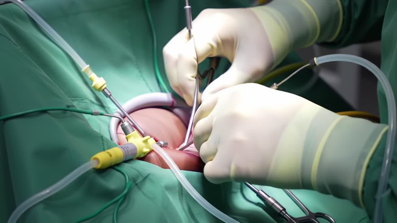 Precision Surgery: A Close-Up Look at the Intricate Techniques Employed in a Surgical Procedure, Highlighting the Skill and Focus of the Medical Team