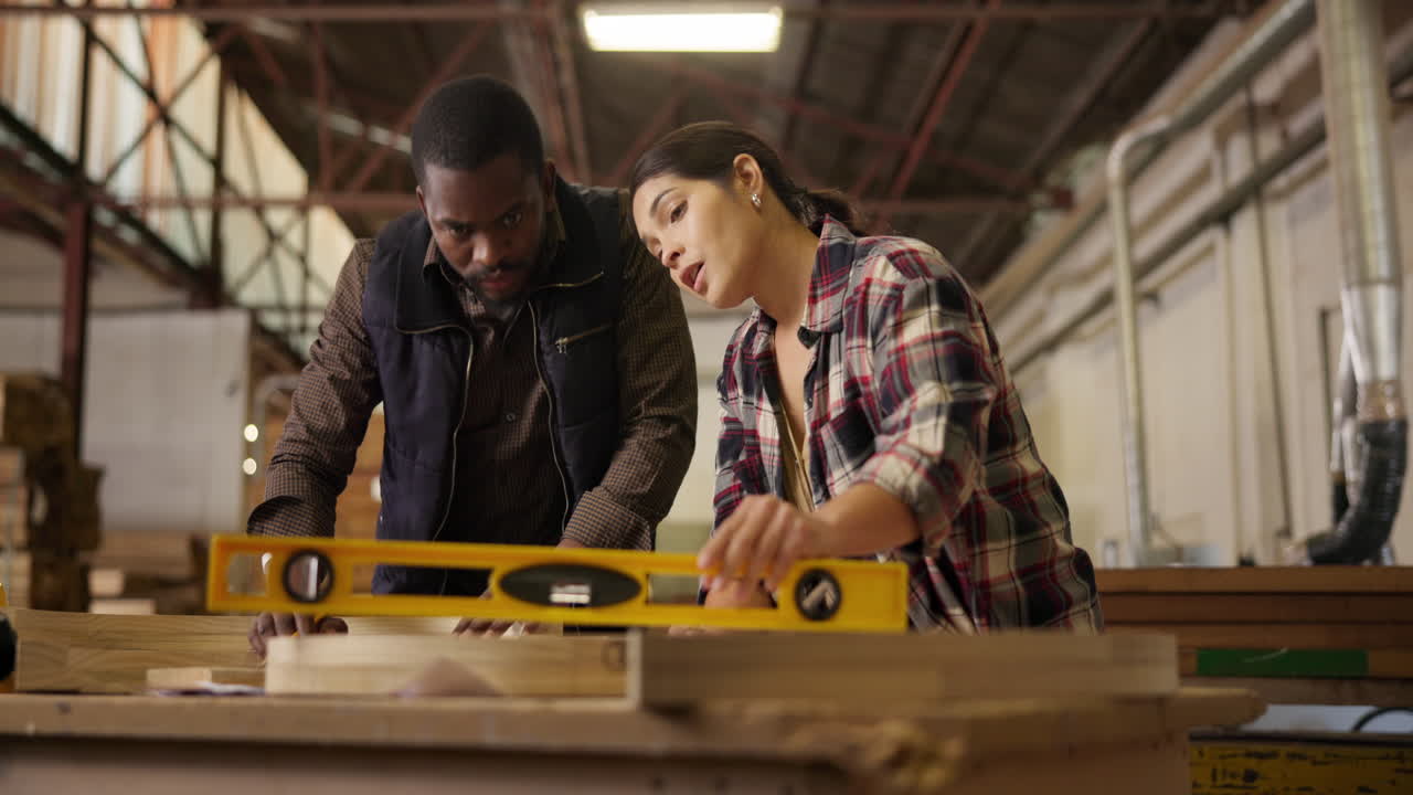 Carpentry teamwork in a workshop