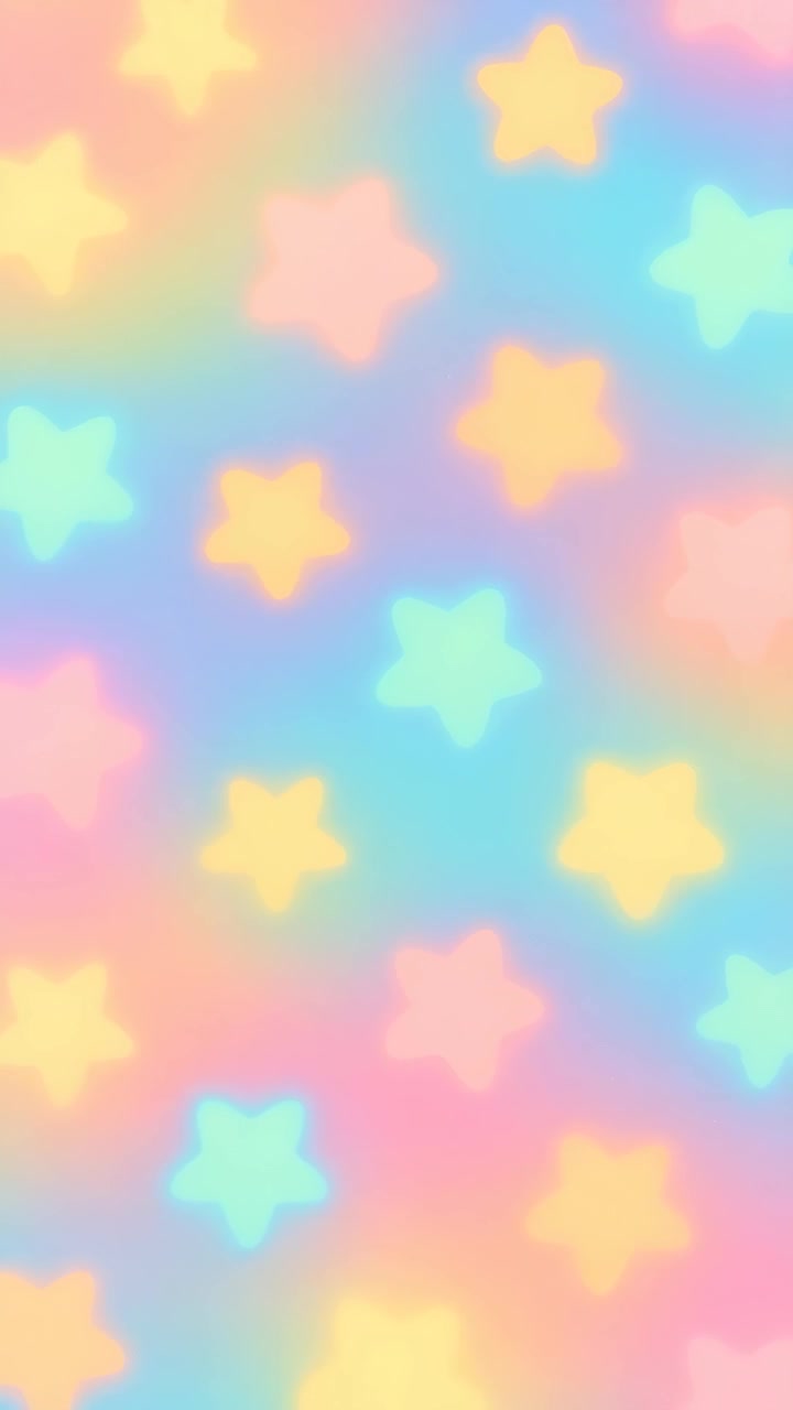 Sfondo arcobaleno pastello con forme di stelle fluttuanti