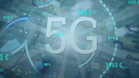 Animation-Von-5G-Text-Im-Kreis-Mit-Programmiersprache-Und-Wechselnden-Zahlen-über-Lichtstrahlen