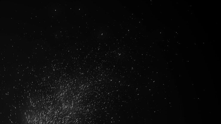 Sfondo animato con particelle di polvere astratte in bianco e nero e luce in movimento. Animazione di particelle luminose. Perfetto come sfondo per temi cinematografici o di lusso e titoli.