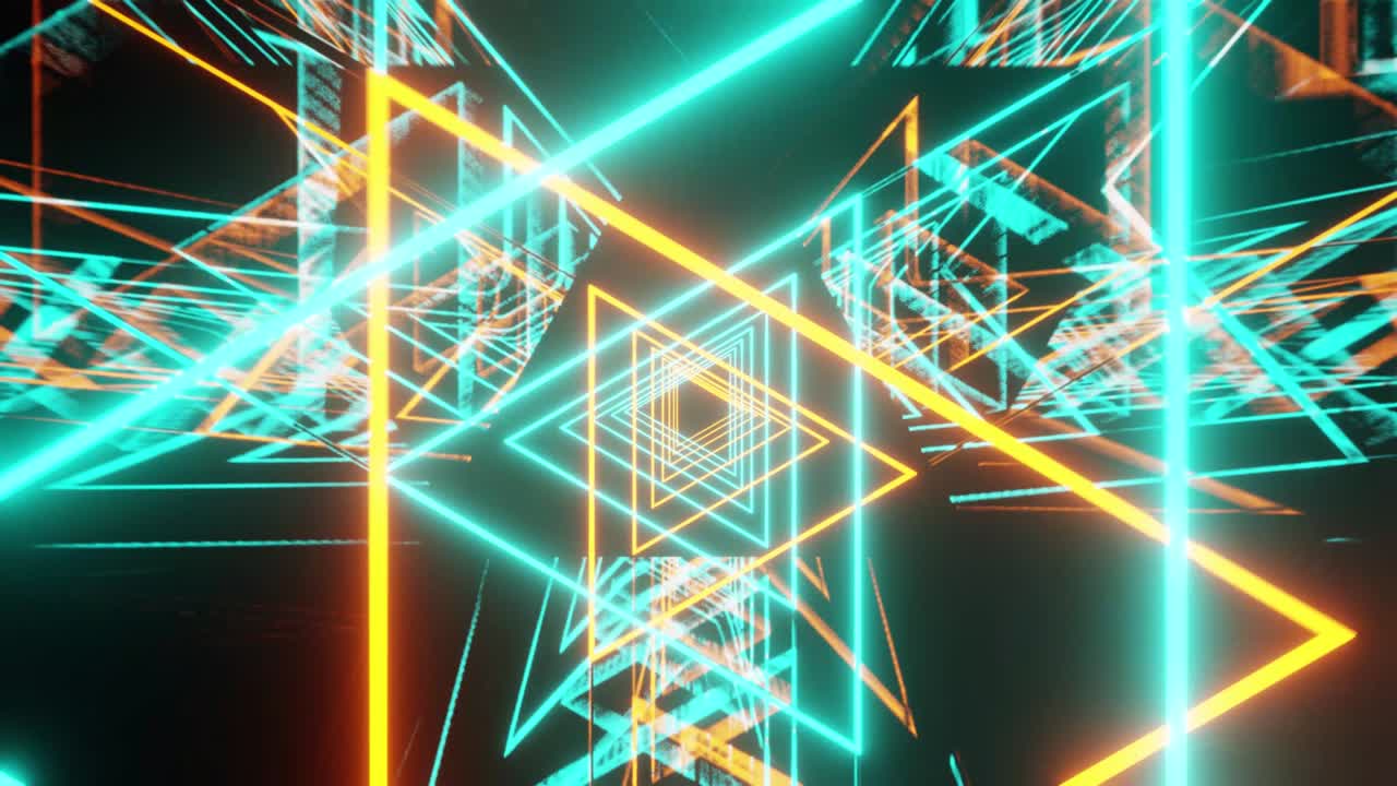 el triángulo girado azul y naranja muestra el fondo de neón vj bucle