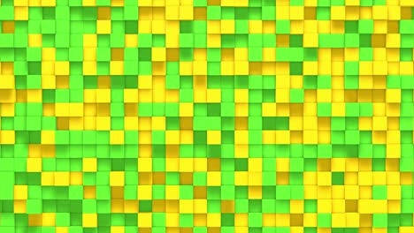 cubo de caja pequeña verde fondo geométrico aleatorio. ilustración de mosaico de píxeles cuadrados abstractos. fondo de bloque de tierra. diseño fractal de fantasía. arte digital. bucle de animación 3d de 4k