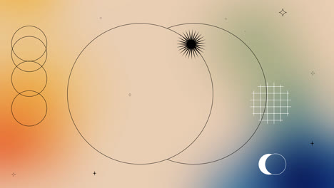 abstract gradient background with geometric and celestial shapes