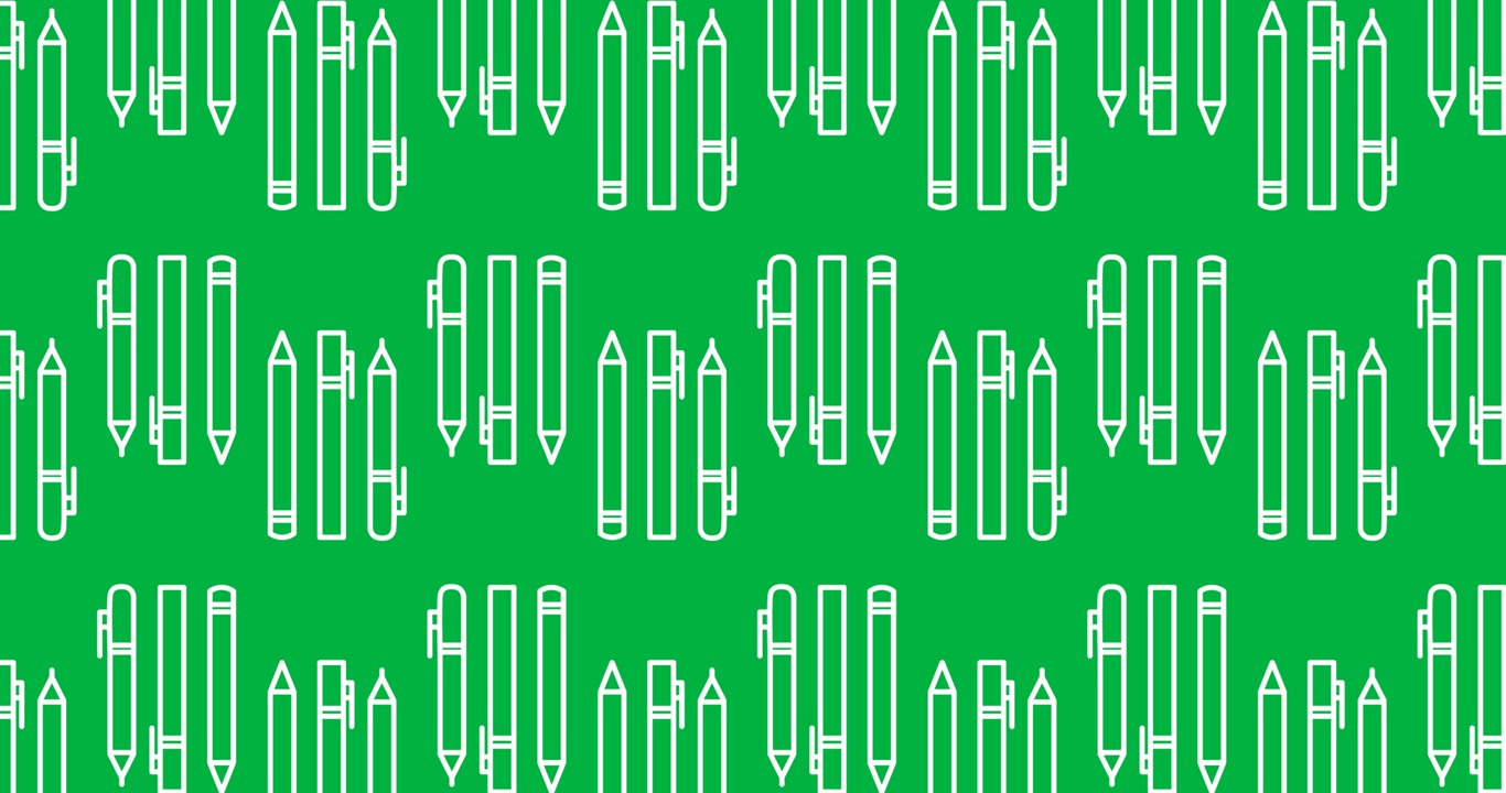 Digital animation of three pen set icons in seamless motion against white background
