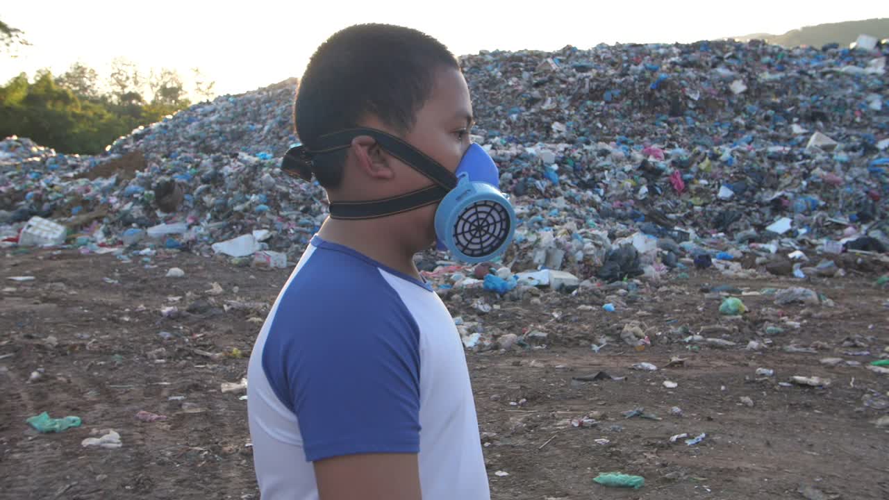 Young Boy In Protective Mask, Slow Motion