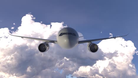 passenger airplane flying above the clouds. loopable background