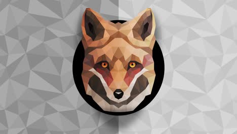 polygonal fox background. animal head. low polygon loop animation. geometric wildlife. polygonal animal portrait.