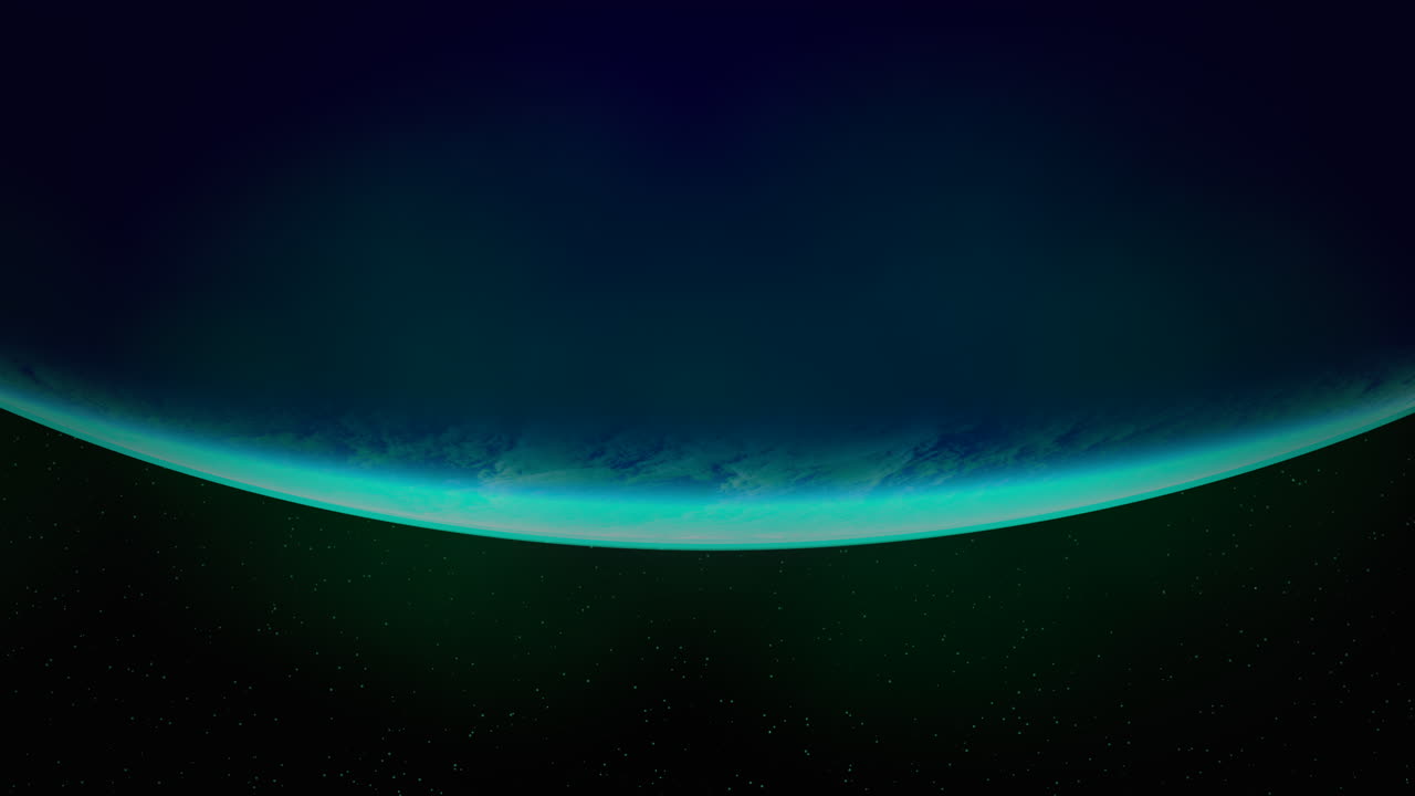 은하계의 큰 파란 행성과 별의 플래시