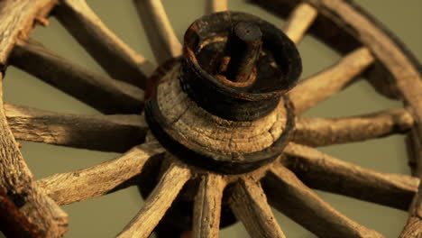 handmade rustic vintage wooden wheel used in medieval wagons