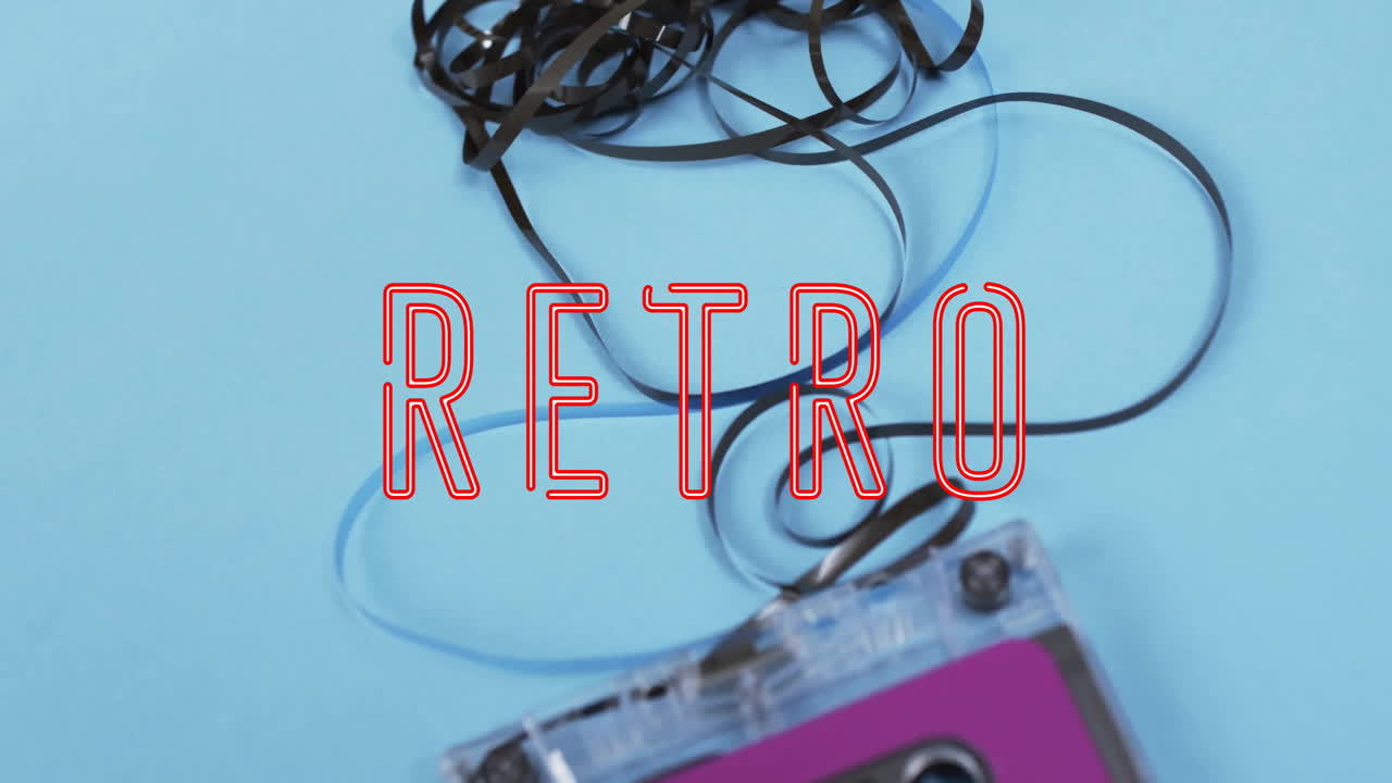 파란 바탕에 테이프 위에 파티 텍스트의 애니메이션