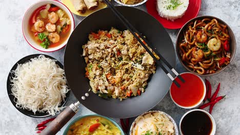 Chinesisches-Essen-Set-Asiatische-Lebensmittelkonzeptzusammensetzung